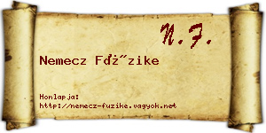 Nemecz Füzike névjegykártya